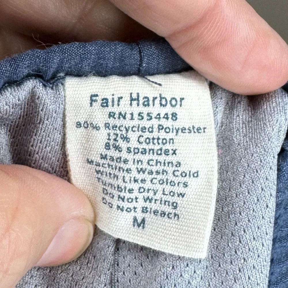 Fair‎ Harbor Blue White Stripe Swim Shorts Elastic Waist Drawstring Kids M